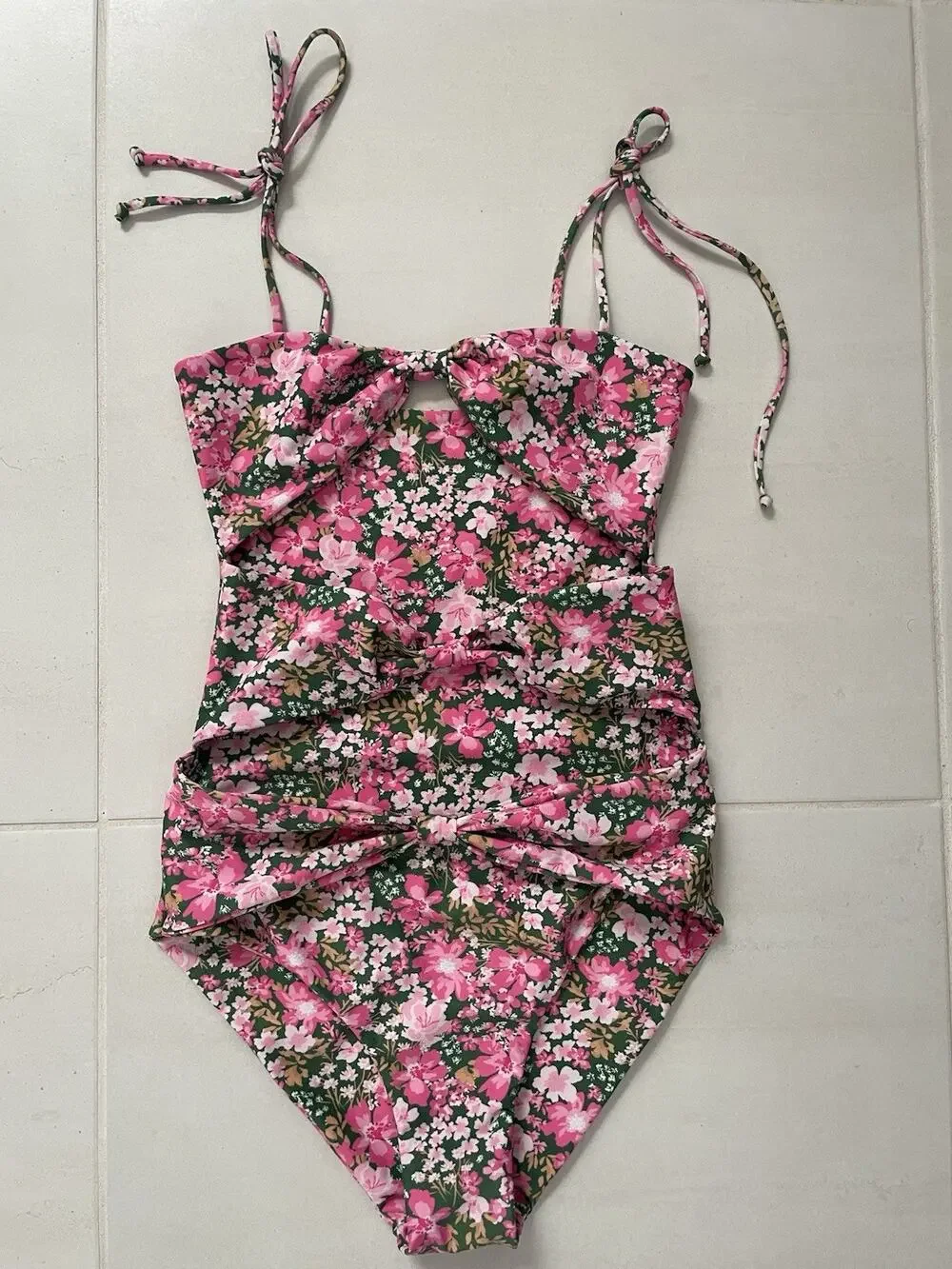 Aila Blue Swim One Piece Swimsuit Carmella Ditsy Floral Beach Summer Coquette